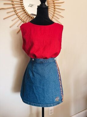 Vintage Route 66 Rainbow Denim Skort